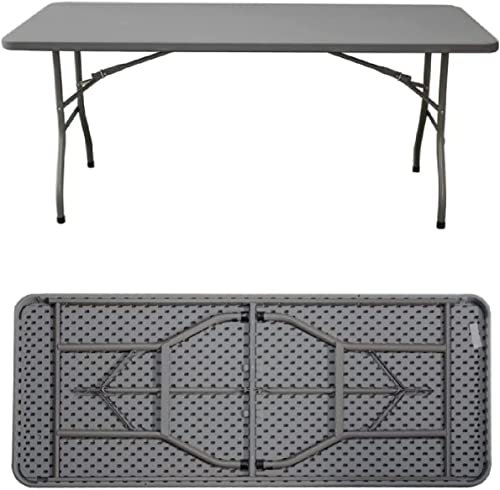 Solycarpa Mesa Rectangular 200 x 90 Cm con Patas Plegables de Exterior, Jardín, Catering, Hostelería y Eventos. Auxiliar para Comedor y Camping. Fácil de Transportar, Portátil y de PVC.