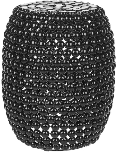 Beliani Beistelltisch Kunststoff Perlen-Optik schwarz oval ø32 cm Modern Glamourös Uhana