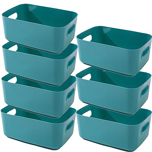 NCRGB 7 Groß Aufbewahrungsbox Kunststoff Aufbewahrungskorb mit Griffen 30×20×12cm,Badezimmer Küchenschrank Organizer,Aufbewahrungskorb Aufbewahrungsbox Küche,Bad,Spielzeug,Grüner