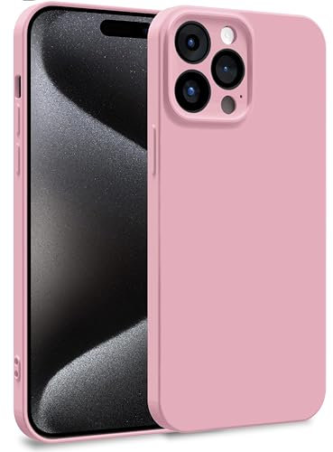 MyGadget TPU Case for iPhone 15 Pro Max - Cover Dual Layer with Camera Protection/Inner Lining - Soft Touch Rubber & Anti-Scratch Shell Baby Pink