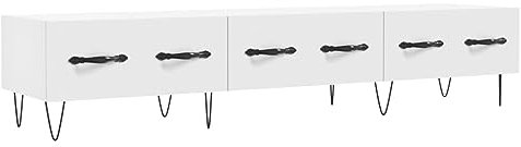 vidaXL TV Schrank, Fernsehschrank mit Eisenbeinen, Fernsehtisch für Wohnzimmer, Lowboard Sideboard TV Ständer TV Gerät, Weiß Holzwerkstoff