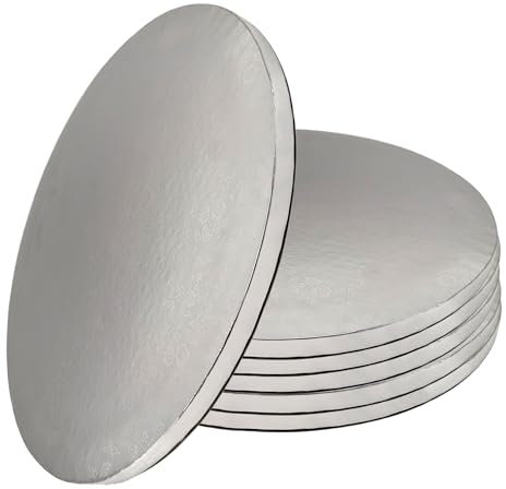 6 Tortenplatten Cake-Drum Kuchen-Platte stabil rund Ø 30 cm 1,2cm hoch, Cake Board für den Transport von Torten, wiederverwendbar, stabil, Silber