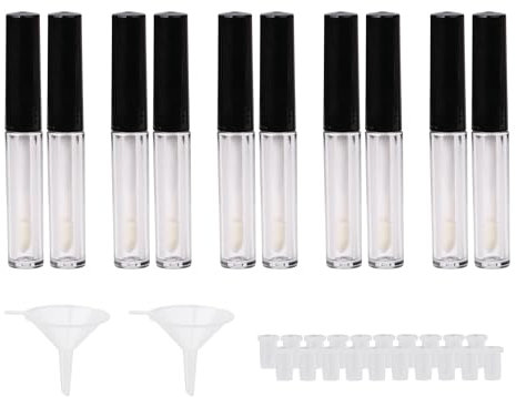 logyues 10 flaconi lucidi da 1,3 ml, colore nero, con imbuto