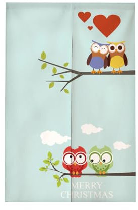 Surwin Japanischer Stil Türvorhang, Japan Noren Raumteiler Tapisseri Leinen Lang Vorhänge Partition Gardinen Tür Vorhang Tapisseri für die Türdekoration -ML3171 (85x180cm,Eule)
