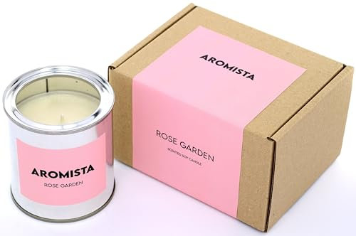 AROMISTA Rose Garden Sojakerze 200gr. handgemacht Kerze 100% recycelbar Sojawachs Duftkerze Brenndauer 50 Stunden