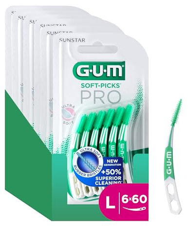 GUM SOFT-PICKS PRO Scovolini interdentali | design curvo per un facile accesso alle aree difficilmente raggiungibili | azione delicata per gengive sensibili | [L - 6x60]