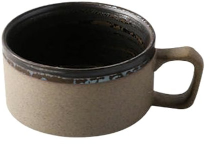 Handmade Retro Japanese Ceramic Coffee Cup And Plate Set, Home Breakfast Milk Mug-Dark brown -250ml/8.5oz