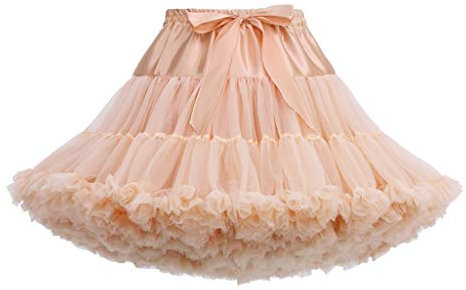 Skang Damen Tüllrock Tutu Rock Rockabilly Petticoat Unterrock Karneval Kostüm Vintage Tuellrock Kurz Minirock Glitzer Kleid Fee Tütü Fasching Festival Outfit Skirt Minirock