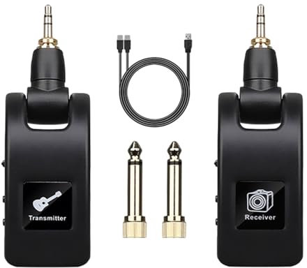 Harilla Trasmettitore E Ricevitore Audio per Amplificatore per Chitarra Cordless con Microfono a Condensatore