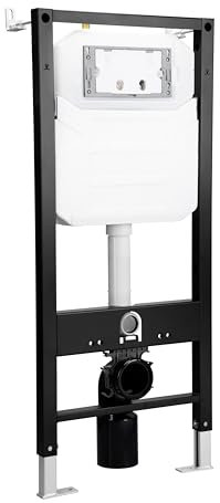 Eridanus Bathroom In-Wall Toilet Tank Carrier with Brushed Nickel Dual-Flush Plate and Wall Brackets, 3-In-1 Set for Wall-Hung Toilet