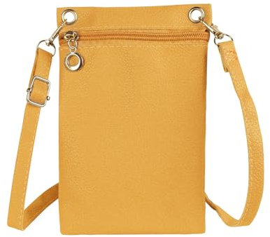 APMGONT Frauen Crossbody-Telefon-Tasche, Pu-Leder Handy GeldböRse Taschen, Mini-Schulter Handy GeldböRse Langen Abnehmbaren Verstellbaren Riemen, Kleine Tasche für Frauen Lady (Gelb)