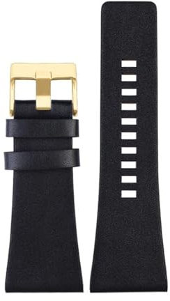 DKWOIS 24 MM 26 MM 28 MM 30 MM 32 MM Lederarmband aus Rindsleder Kompatibel mit Diesel DZ4344 4323 1657 DZ7406 1476 Uhrenarmband Herrenarmbänder(A Black golden,22mm)