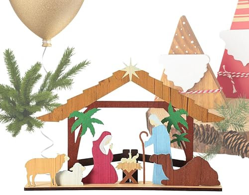 Umiocns Krippen-Tischdekoration, handgefertigtes Krippen-Set für Weihnachtsdekoration, Christusgeburt Jesu, Heimdekoration, Heilige Familie, Krippe für den Tisch