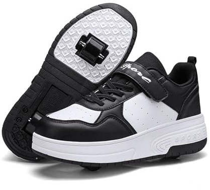 Hiseng Chaussure Roller Fille 28-40EU, Basket Roller pour Enfant, Chaussure à Roulette Garçon et Fille, Roues Basket à Roulette pour Extérieur