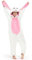 BesserBay Kinder Onesie Kinder Fleece Overall Mädchen Jumpsuit Einteiler Jungen Hausanzug Hase Rosa Weiß 9-10 Jahre