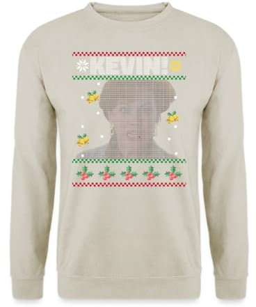 Unibly Kevin allein zu Haus - Weihnachten Ugly Sweater Pullover, Naturstein, S