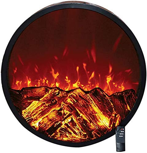 Camino Elettrico Camino Rotondo per Installazione a Parete Incasso - Stufa Ornamentale per Riscaldamento Elettrico con Fiamme W 3D - Sensore di Cassaforte - Telecomando Intelligente - 1500 W