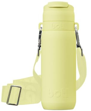 One Green Bottle –Brew Flask Stainless Steel Reusable Insulated Coffee Cup, Leakproof Metal Travel Mug, Coffee Flask with Flip Cap, Handle and Carrier 600ml Banana - BOTL
