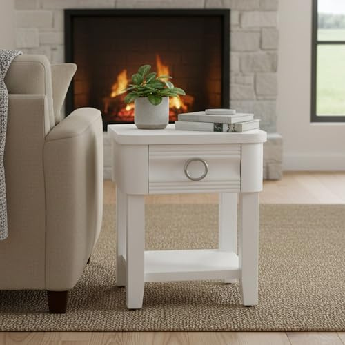 Dmora Couchtisch Binago 45x40x54h cm Weiß mit Schublade