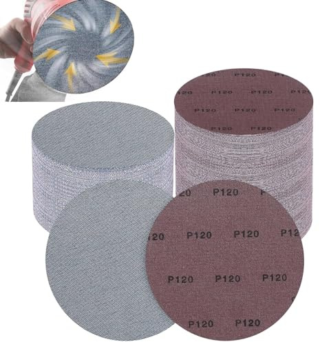 PMIQSA 150mm Mesh Sanding Discs 120 Grit Hook and Loop Net Sandpaper | 30 PCS 6 Inch Ceramic Net Sandpaper Dust Free with Orbital Sanders for Car Wood Furniture Floor