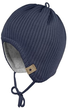 maximo GOTS Baby-Mütze, ausgenäht Rippe, Fleecefutter Made in Germany