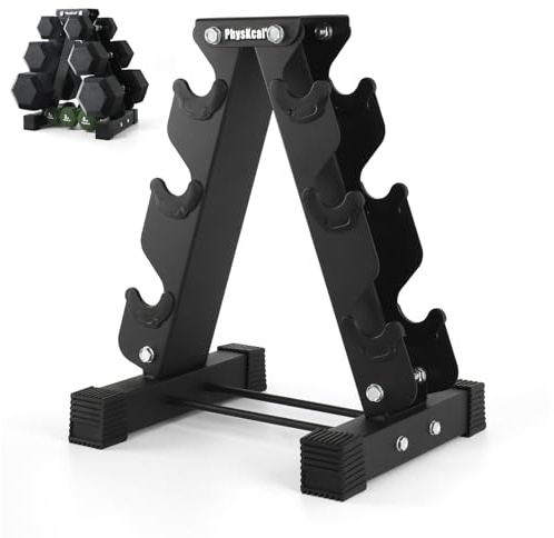 PhysKcal Heavy-Duty Dumbbell Rack Stand, Weights Storage Rack | Robust and Sturdy, 100/150/350/400 kg Load Options. Vertical Storage Tree Holoder for Dumbbells to Keep Home Gym Organised