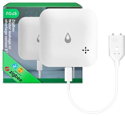 NOUS E13 ZigBee Wassersensor für Leckage oder Wassermangel, 80 dB Alarm, App-Benachrichtigung, IP66, Batteriebetrieben (2×AAA), Kompatibel mit Alexa, Google Home, ZigBee Hub erforderlich