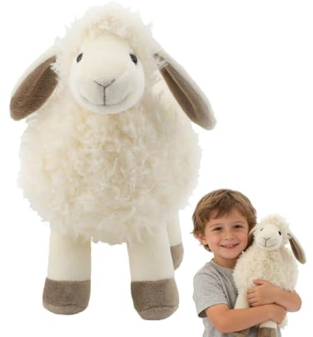 Xiyocadt Plüschtier Schaf 22 cm & 33 cm – Weiches Kuscheltier für Baby und Kinder, Flauschiges Stofftier Lamm als Schlafbegleiter, Süßes Schaf Plüsch zum Kuscheln und Verschenken (Weiß,22CM)