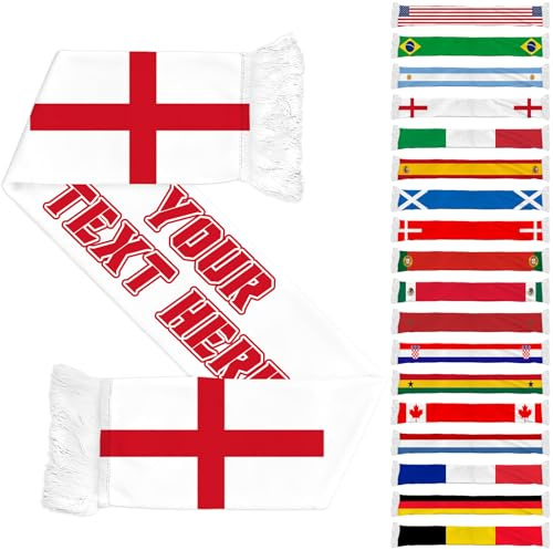Custom Football Scarf for World Cup 2026, Personalised Scarf with Flag and Your Text Name, Football Supporters Gear Scarf, Football Gifts for Boys Men Women, Personalised Gifts for Fans, 55Inch