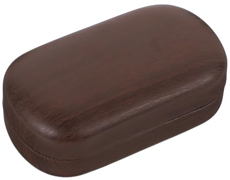 SWETRACE Practical Brown Leather Lined Contact Lens Case with Clip and Suction Stick, Lightweight Lens Container with Small Mirror, Good Sealing Performance, Easy to Carry for Travel