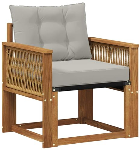 vidaXL Outdoor-Sofa Massivholz Akazie Natur, Balkon Garten Sofa, rechteckige Garten-Lounge Sitzgruppe, strapazierfähige Möbel für entspannte Terrassenstunden