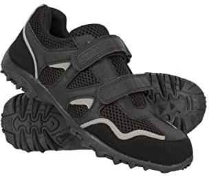 Mountain Warehouse Mars Kids Non Marking Shoes - Lightweight, Breathable, Comfortable, Hook & Loop Straps, Boys & Girls – for Spring Summer & Outdoors Black Kids Shoe Size 12