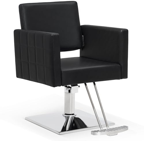 BarberPub Salon Chair for Hair Stylist, 360 Degree Swivel, 8821(Black)