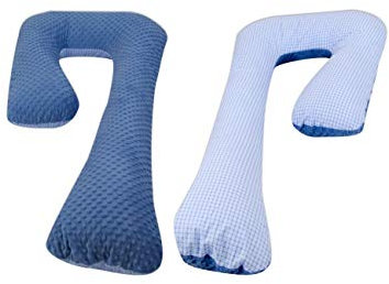 Velinda Schwangerschaftskissen Ruhekissen Kuschelkissen Seitenschläferkissen 7-Kissen (Muster: Blaue Karos - blau)