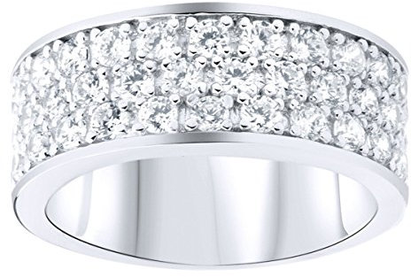 Sterling 925er Silber Pave Ring - 3 Reihen Zirkonia - 10