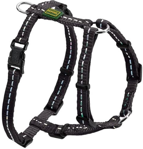 HUNTER TRIPOLI Hundegeschirr, kleine Hunde, Nylon, reflektierend, robust, XS-S, schwarz