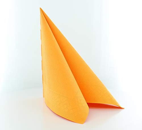 Sovie HORECA Serviette aus Tissue Deluxe®, 4-lagig UNI | 40 x 40 cm | saugstarke und hochwertige Einweg-Serviette | 50 Stück (Curry/Orange)