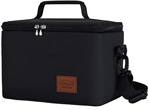 Aosbos Insulated Lunch Bag 10L 12 Cans Leakproof Lunch Bags for Women Men Thermal Soft Cool Bag Lunch Box with Shoulder Strap Reusable Lunch Cooler Bag for Adults Kids Work Office School Picnic, Black