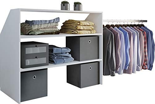 VCM Holz Kleiderschrank | offener Schrank | begehbarer Kleiderregal | Dachschrägen Regal | Maße ca. B. 90 x H. 100 x T. 50 cm - Dacho l