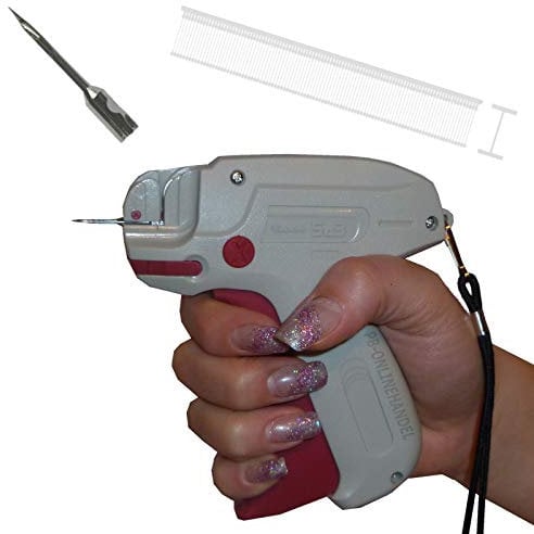 Etikettierpistole Banok 503X FEIN [7mm-Set 1] + 1.000 NYLON-Fäden T-End zum Vorhänge falten + 1 Ersatznadel Etikettiergerät Tag Gun | PB-Onlinehandel
