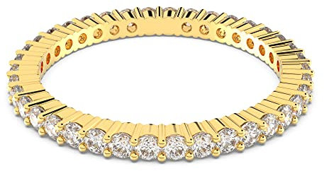 Swarovski Vittore Anello, con Zirconia Swarovski a Taglio Tondo, Placcato in Tonalità Oro, Taglia 60, Bianco