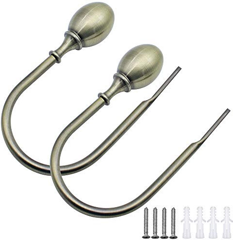 MZMing [2 Stück] Vorhang Raffhalter Haken Gardinenhalter Raffhalter Wand Metall U-Form Raffhaken Wandbefestigung Vorhang Halter Dekorativ Vorhänge Raffbügel für Vorhang Gardinen Haus Dekoration Bronze