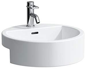 Laufen Living City Halbeinbau-Waschtisch, mit Überlauf, ohne Hahnloch, 460x460, weiß - H8134310001091