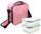 NERTHUS FIH 695 Lunch Bag, Acero Inoxidable, Rosa Pastel, 2 Herméticos Cristal, +2 Herméticos Cristal