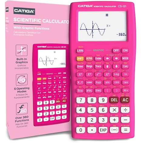 CATIGA Calculatore Scientifica con Funzioni Grafiche – modalità Multipla con Interfaccia Intuitiva – Perfetto per Principianti e avanzate, High School o College (Rosa)