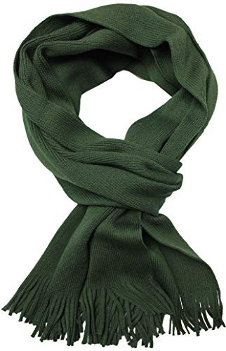 Rotfuchs Strickschal einfarbig modisch 100% Wolle feinstrick (Merino) (180 x 26 cm, grün)