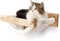 FUKUMARU Kletterwand Katzen, Großes Katzenregal zur Wandmontage, aus massivem Gummibaumholz, Katzenhängematte Wand zum Schlafen, Spielen, Tragkraft bis 18 kg, Weißes Flanellmaterial