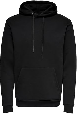 ONLY & SONS Men's ONSCERES Life Hoodie Sweat NOOS Hooded Sweatshirt, Black, S