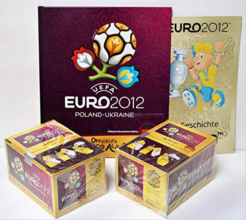 Sammelsticker Panini Euro 2012-2 x Display + Hardcover Deluxe Leeralbum Deutsche Version Panini