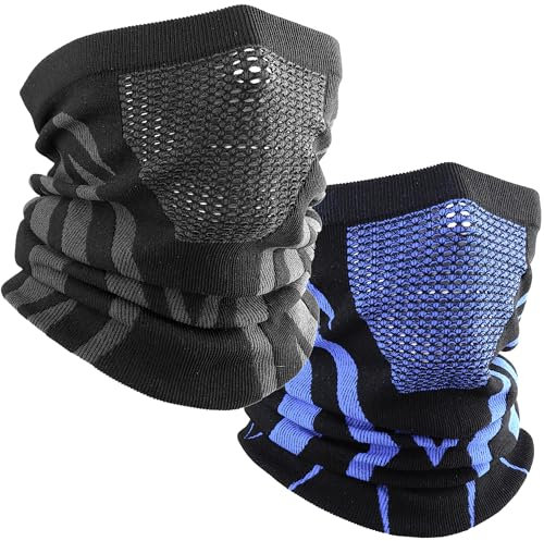 WTACTFUL 2pcs Schlauchschal Winter Halstuch Halswärmer Warm Winddicht Loop Schal Schlauchtuch Halbe Sturmhaube für Ski Motorrad Fahrrad Radsport Herren Damen Blau